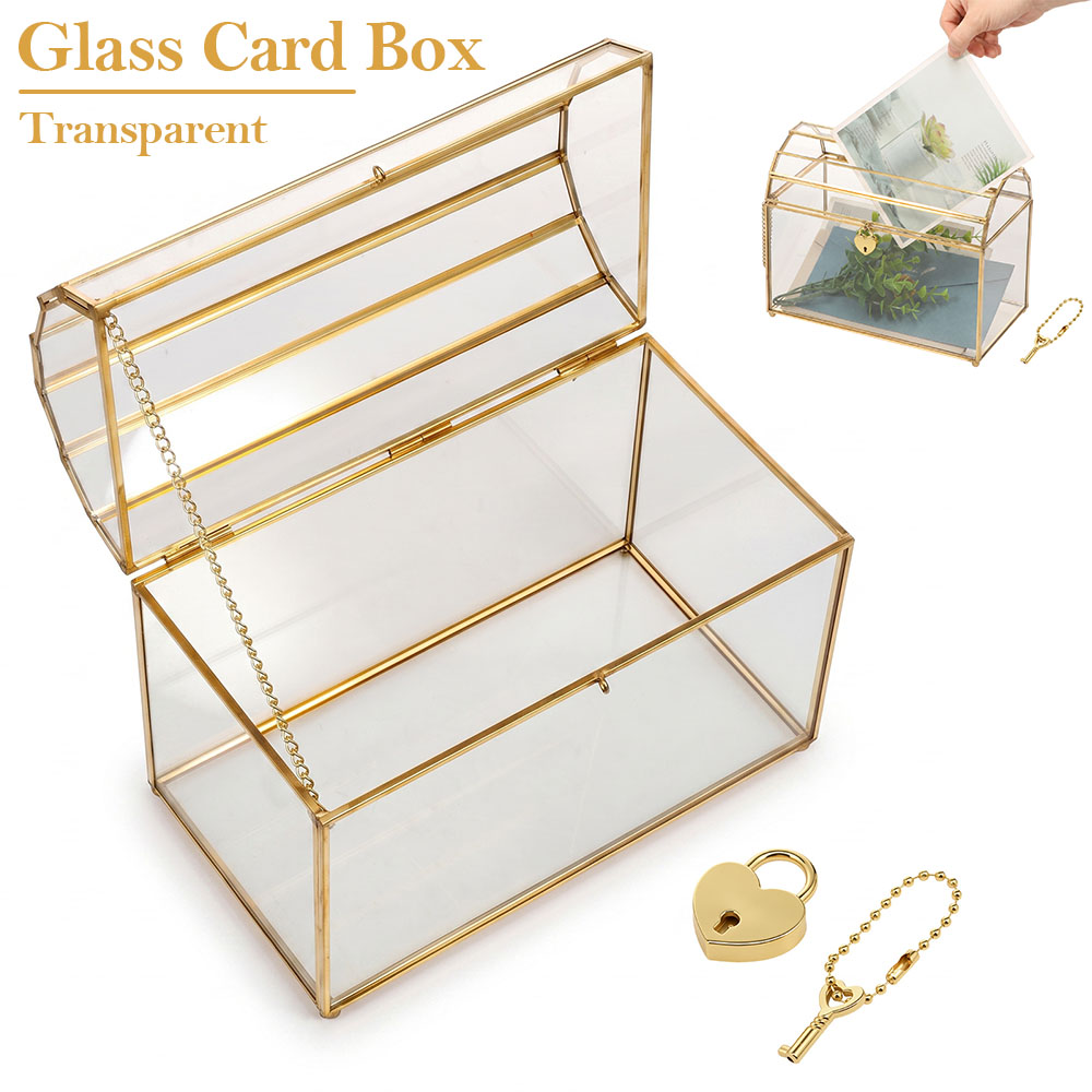 Glass Wedding Card Box Clear D - Card Index Box ulasan dan harga